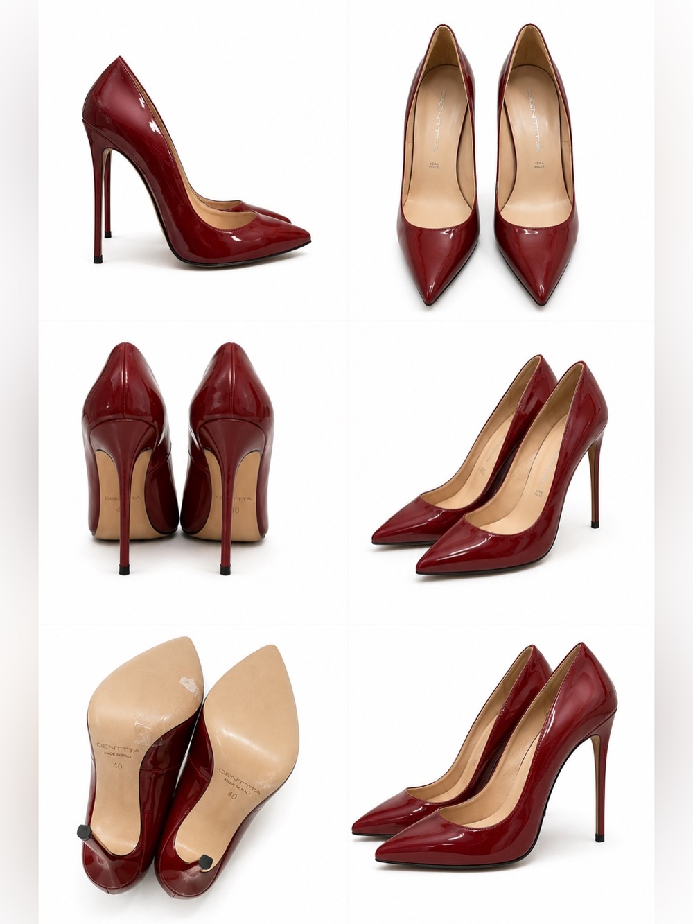 Identita NEW size 40 Burgundy Patent Pointed-Toe Stiletto Pumps high heel 🤩